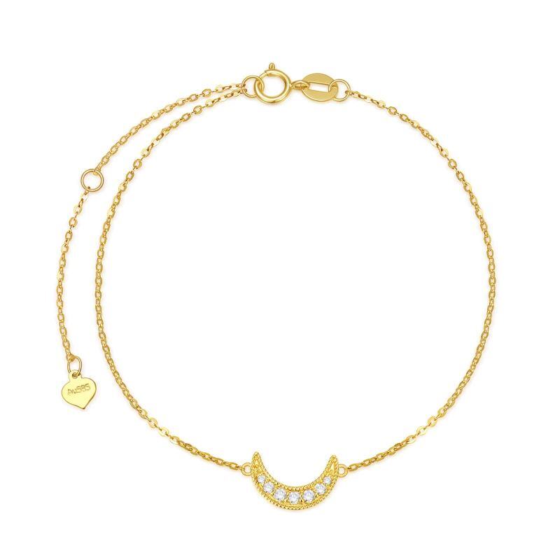 Pulsera con colgante de luna de diamantes en oro de 14 quilates-1