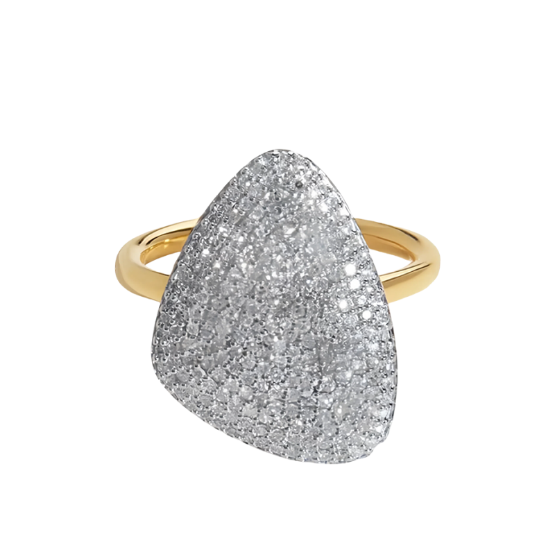 Alliance en or 18 carats sertie de diamants pavés, couleur D, pureté VVS-1