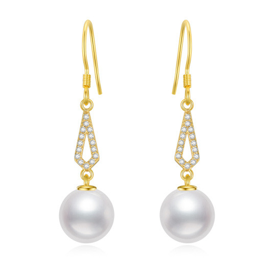 Boucles d'oreilles pendantes en or 10K avec diamants et perles