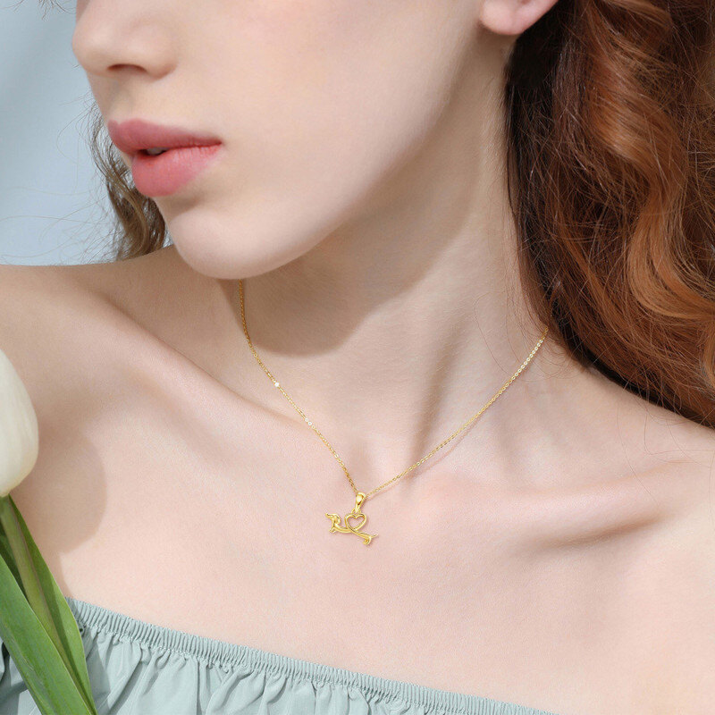 10K Gold Dog Pendant Necklace-2