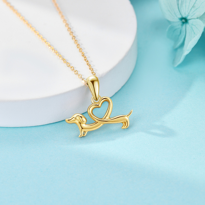 10K Gold Dog Pendant Necklace-3