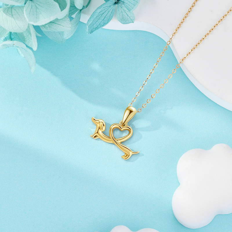 10K Gold Dog Pendant Necklace-4