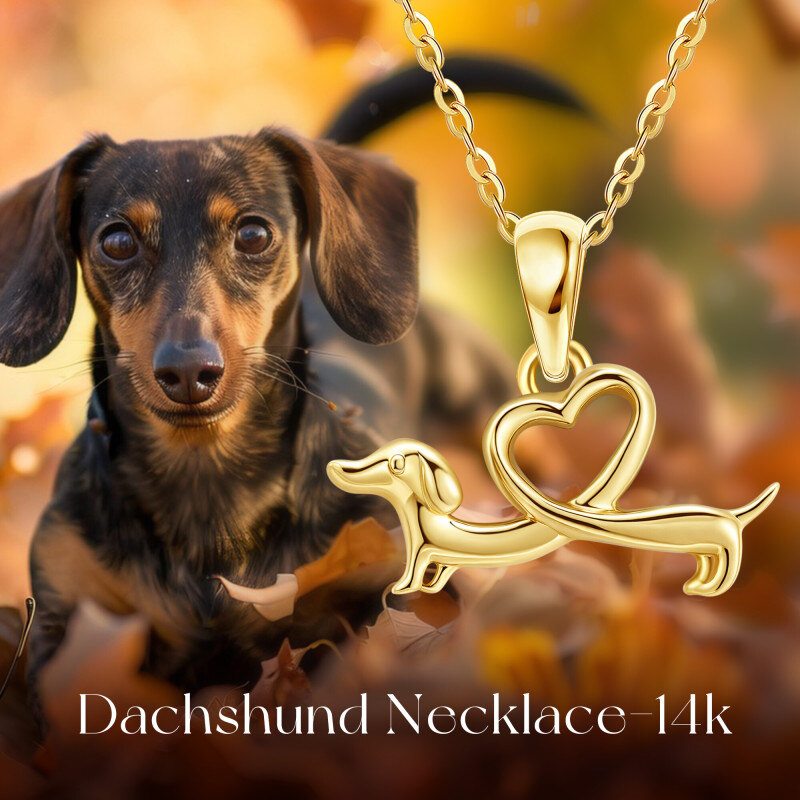 10K Gold Dog Pendant Necklace-5