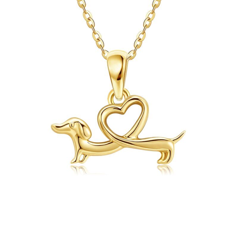 10K Gold Dog Pendant Necklace-1