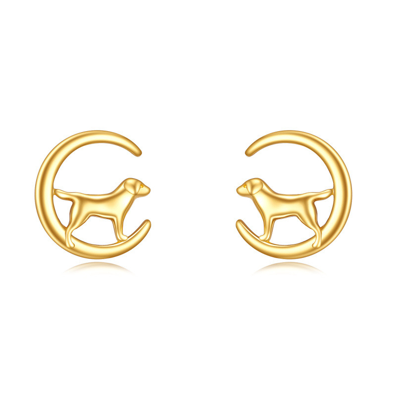 Pendientes de oro de 10 quilates con forma de perro-1