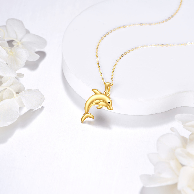 18K Gold Dolphin Pendant Necklace-3