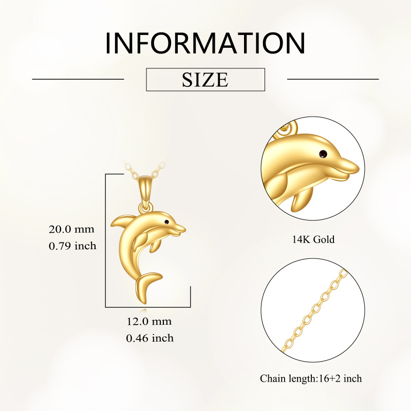 18K Gold Dolphin Pendant Necklace-4