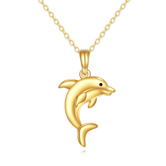 10K Gold Dolphin Pendant Necklace