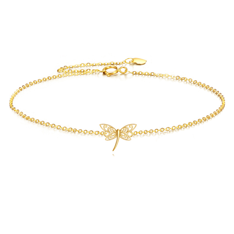 10K Gold Dragonfly Charm Bracelet-1