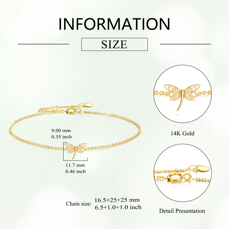 10K Gold Dragonfly Charm Bracelet-4