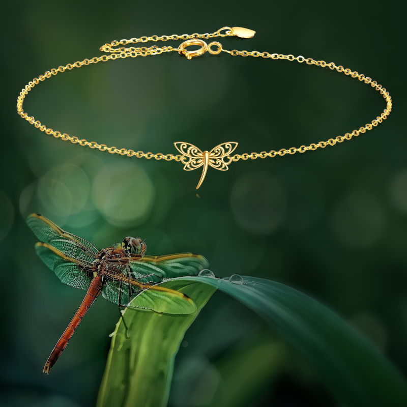 10K Gold Dragonfly Charm Bracelet-5