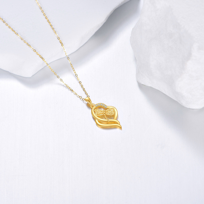 14K Gold Dragonfly Pendant Necklace-4