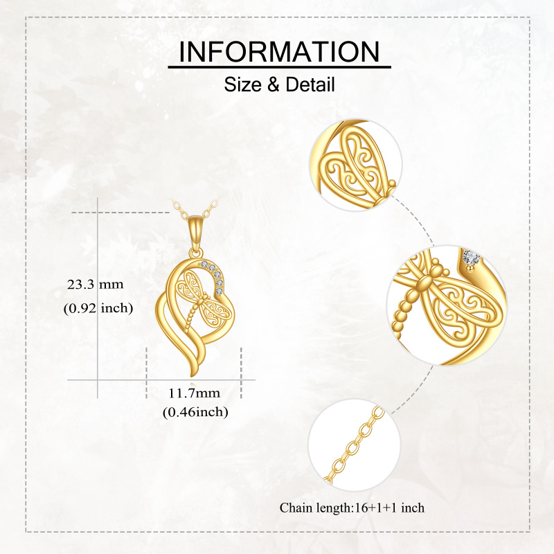 14K Gold Dragonfly Pendant Necklace-5