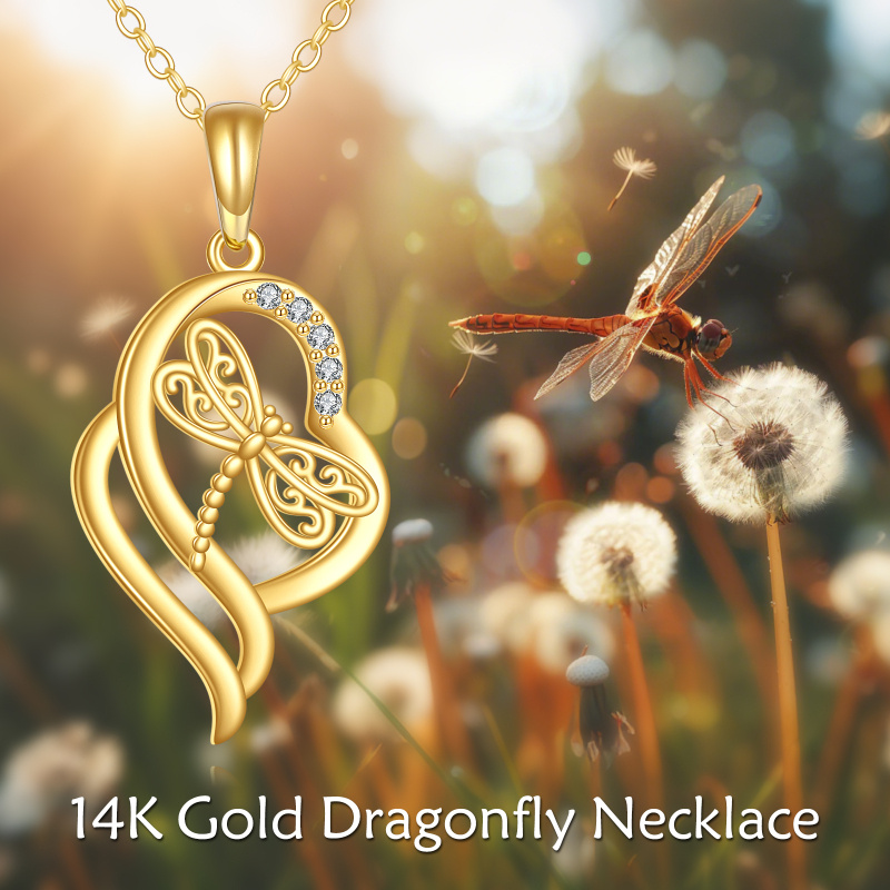 14K Gold Dragonfly Pendant Necklace-6
