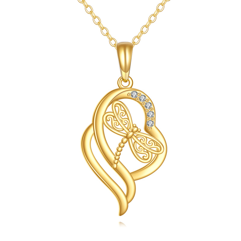 14K Gold Dragonfly Pendant Necklace-1