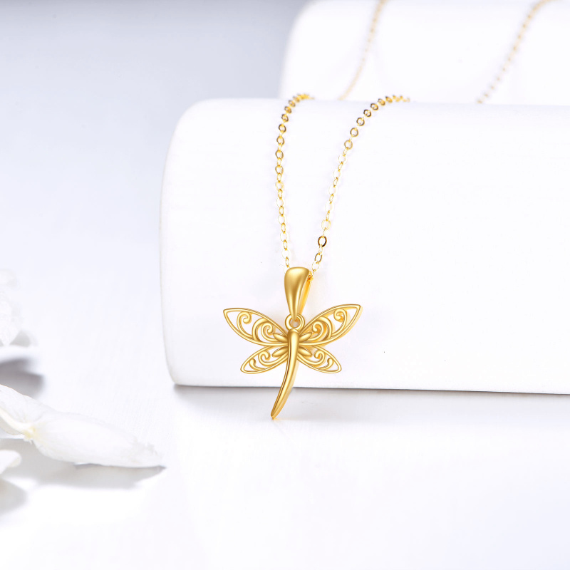 18K Gold Dragonfly Pendant Necklace-3