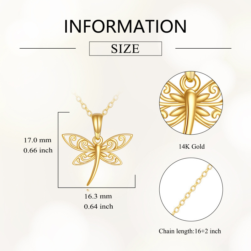 18K Gold Dragonfly Pendant Necklace-4