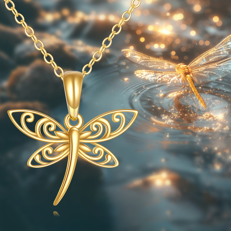 18K Gold Dragonfly Pendant Necklace-5