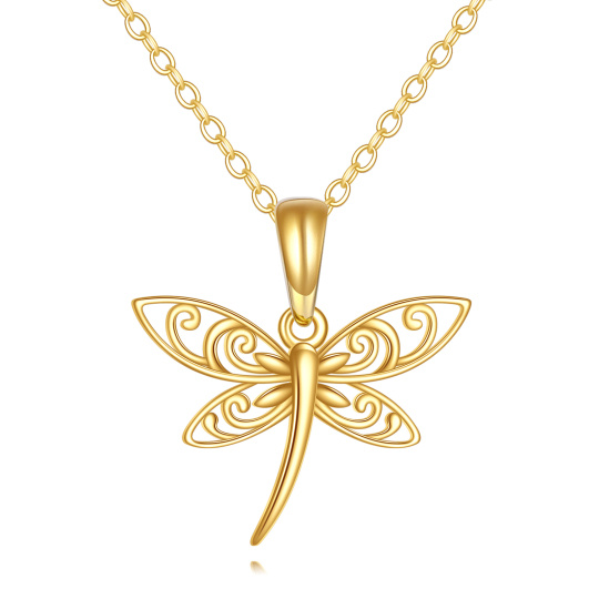 10K Gold Dragonfly Pendant Necklace