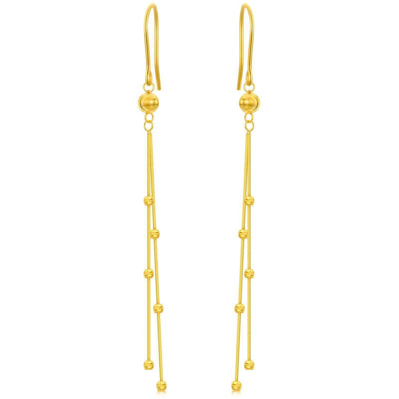 Pendientes colgantes de oro de 14 quilates para mujer-1