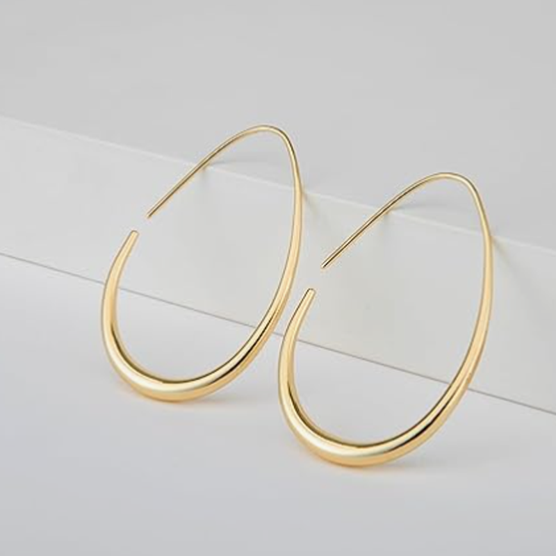 Pendientes de aro colgantes de oro de 14 quilates para mujer-4