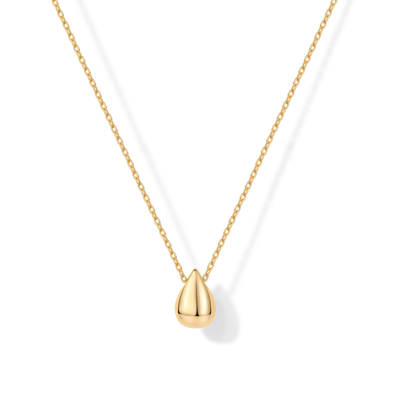 14K Gold Drop Shape Pendant Necklace-1
