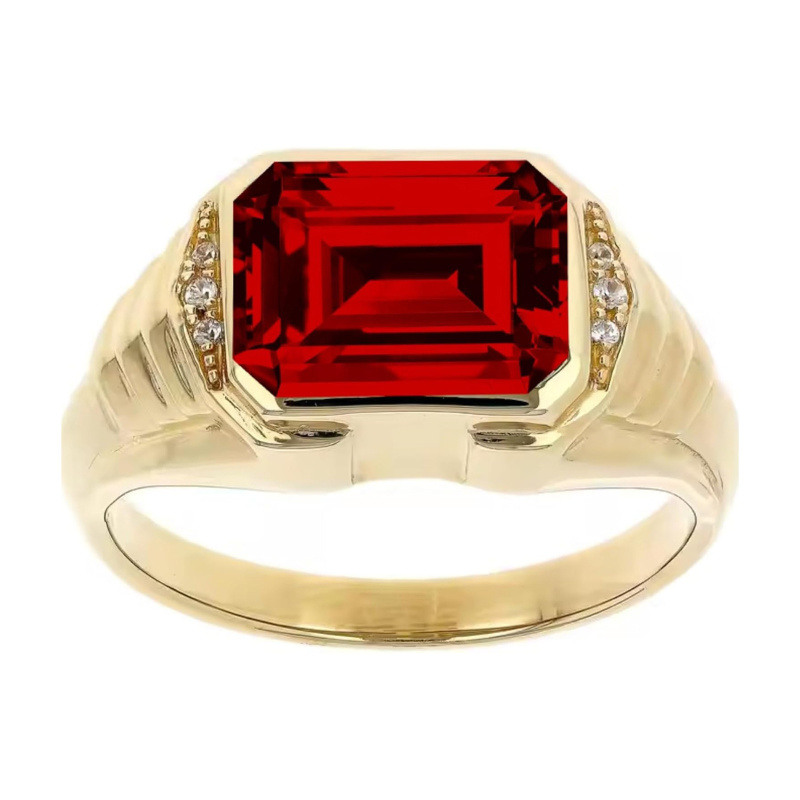 14-karätiger Goldring mit Smaragdschliff, individuell gefertigter Edelsteinring-1