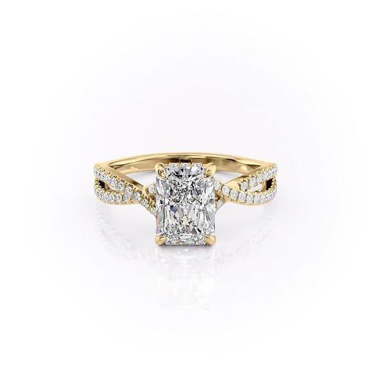 Bague en argent sterling plaqué or jaune et moissanite