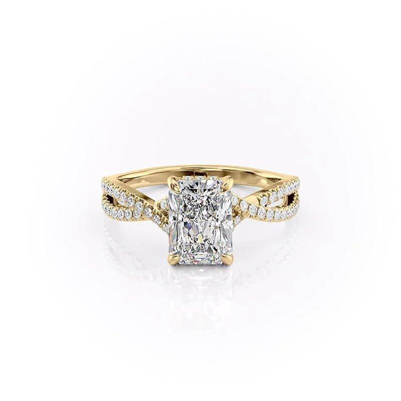 14K Gold Emerald Cut Moissanite Ring-1