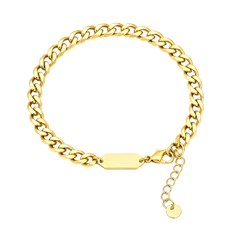 Pulsera con dije grabable de oro de 10 quilates para hombre-1
