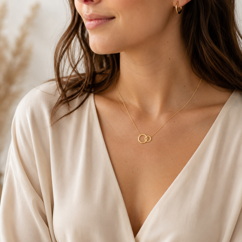 10K Gold Engravable Circle Pendant Necklace-2