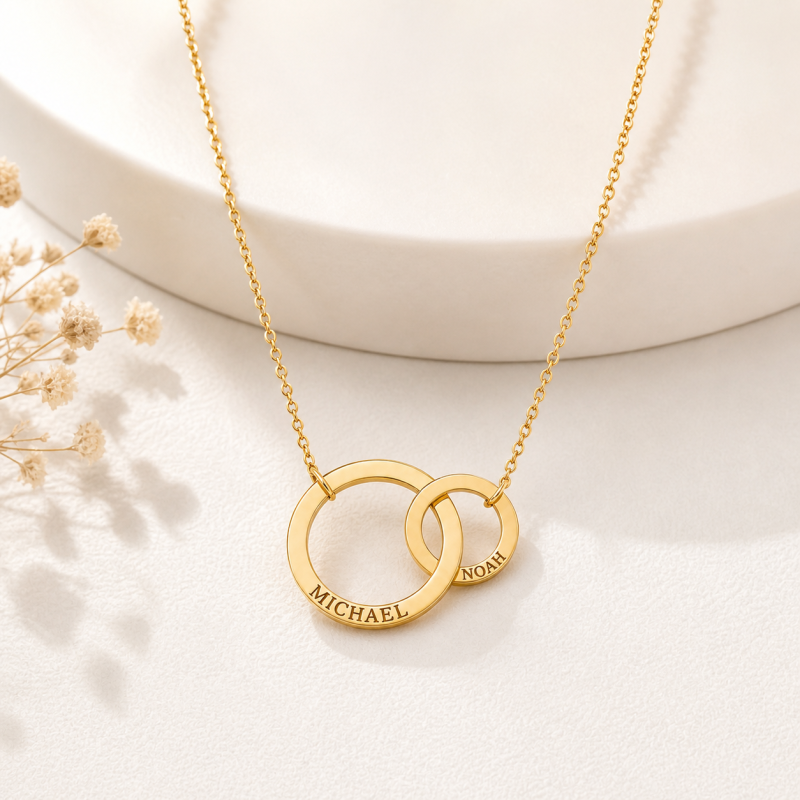 10K Gold Engravable Circle Pendant Necklace-3