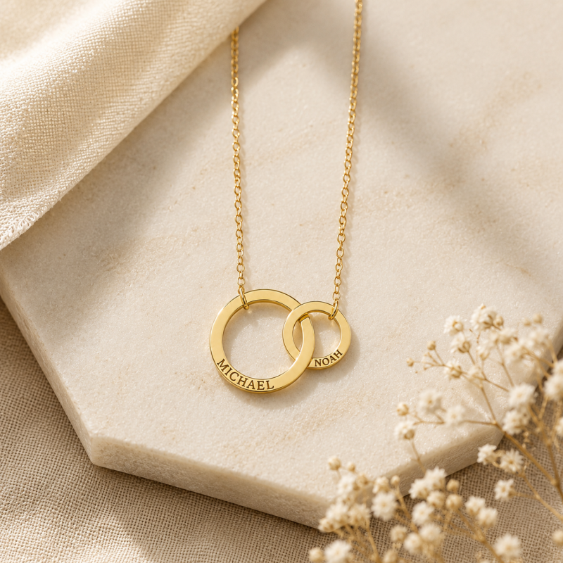 10K Gold Engravable Circle Pendant Necklace-4