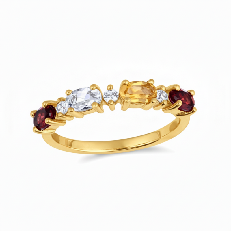 14K Gold Engravable Family Birthstone Ring-1