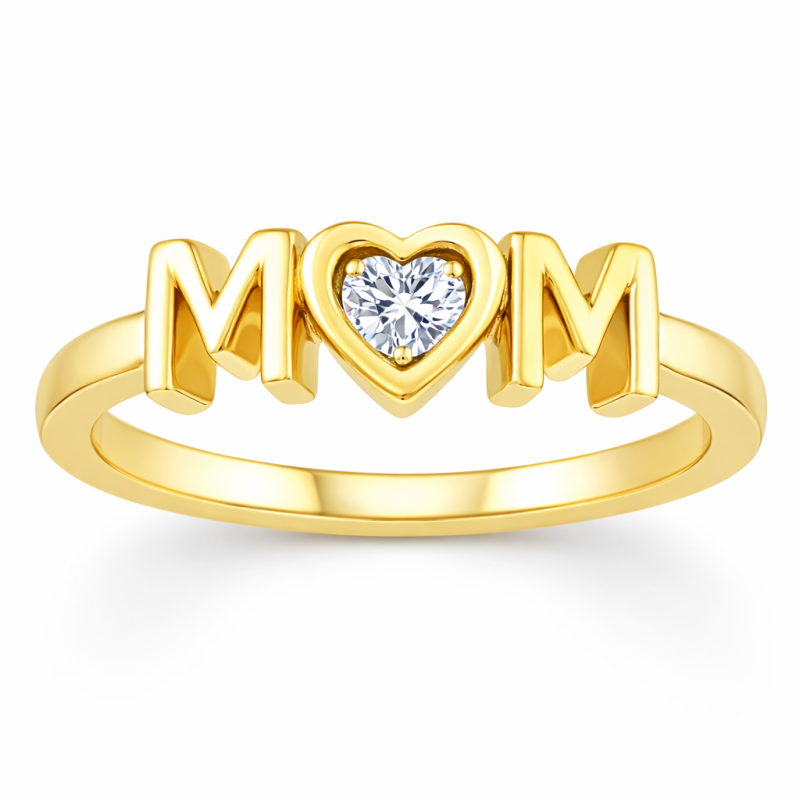 Anillo de oro de 18 quilates grabable con la piedra de nacimiento de la familia-1