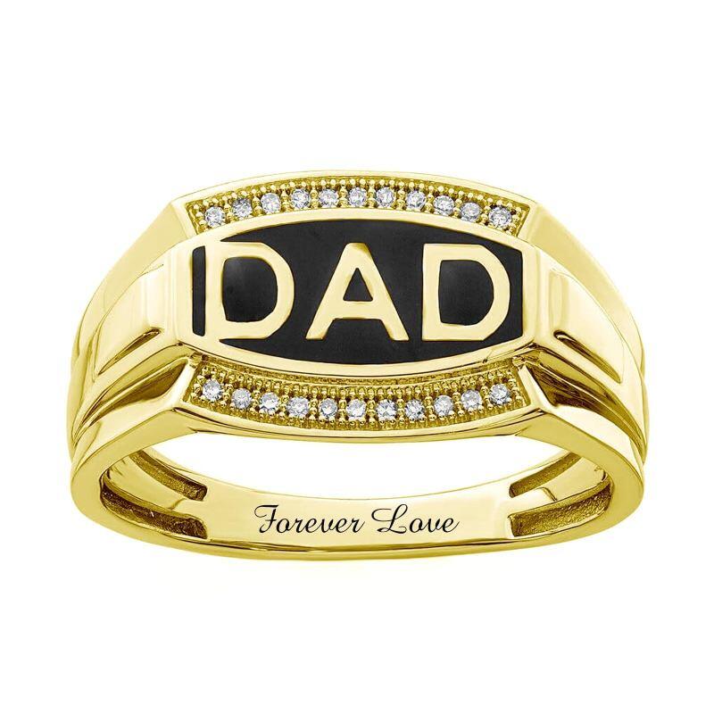 10K Gold Engravable & Father & Daughter & Father & Son & Father Signet Ring for Men-12
