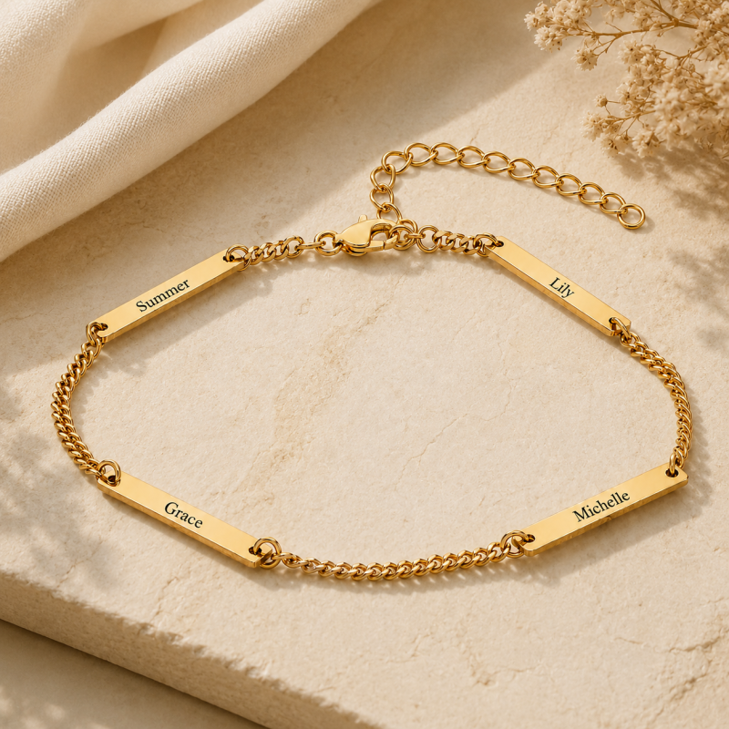 Bracelet d'identification en or 14K gravable pour hommes-3