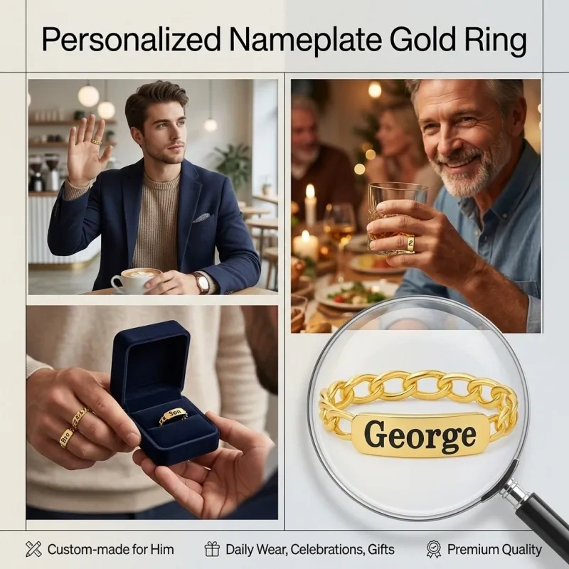 14K Gold Engravable Men's Band for Men-4