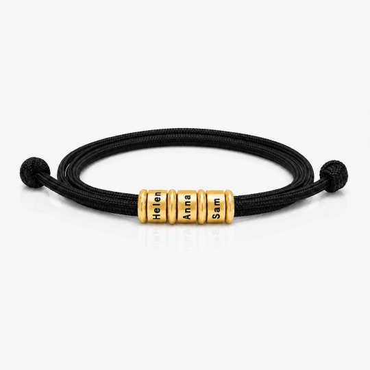 Pulseira de Miçangas Metálicas em Ouro 10K Graváveis para Homens