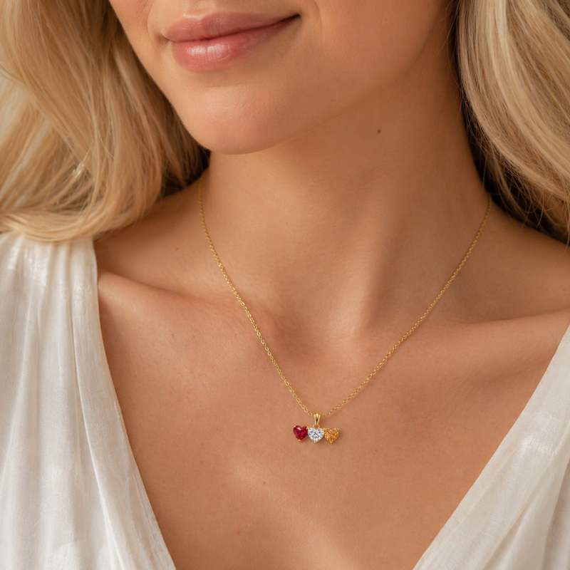 18K Gold Family Birthstone Necklace-3