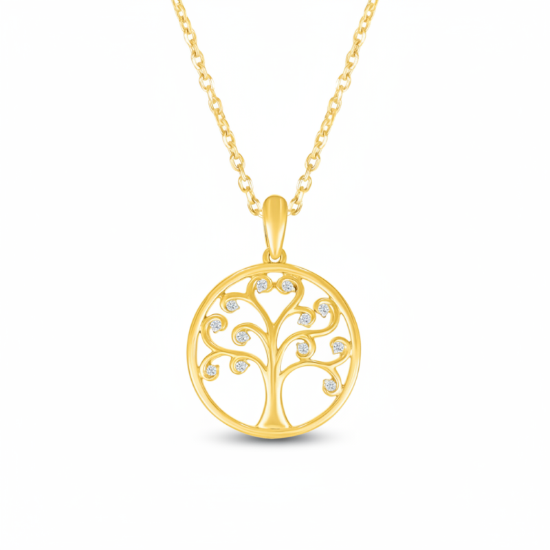 Collar con el árbol genealógico de la vida en oro de 18 quilates-1