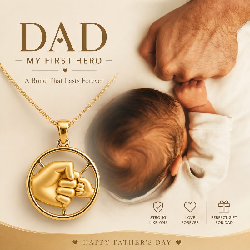 Collier pendentif high-five père et fils en or 14 carats pour homme-5