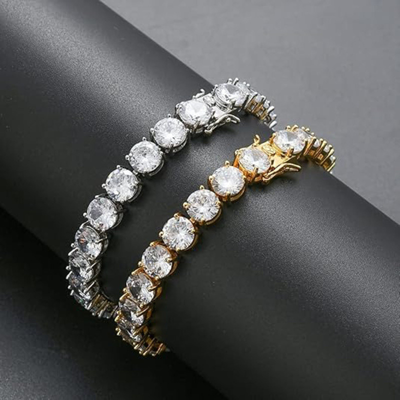Bracelet de tennis scintillant en or 18K orné de moissanites rondes pleines de 8 mm-3