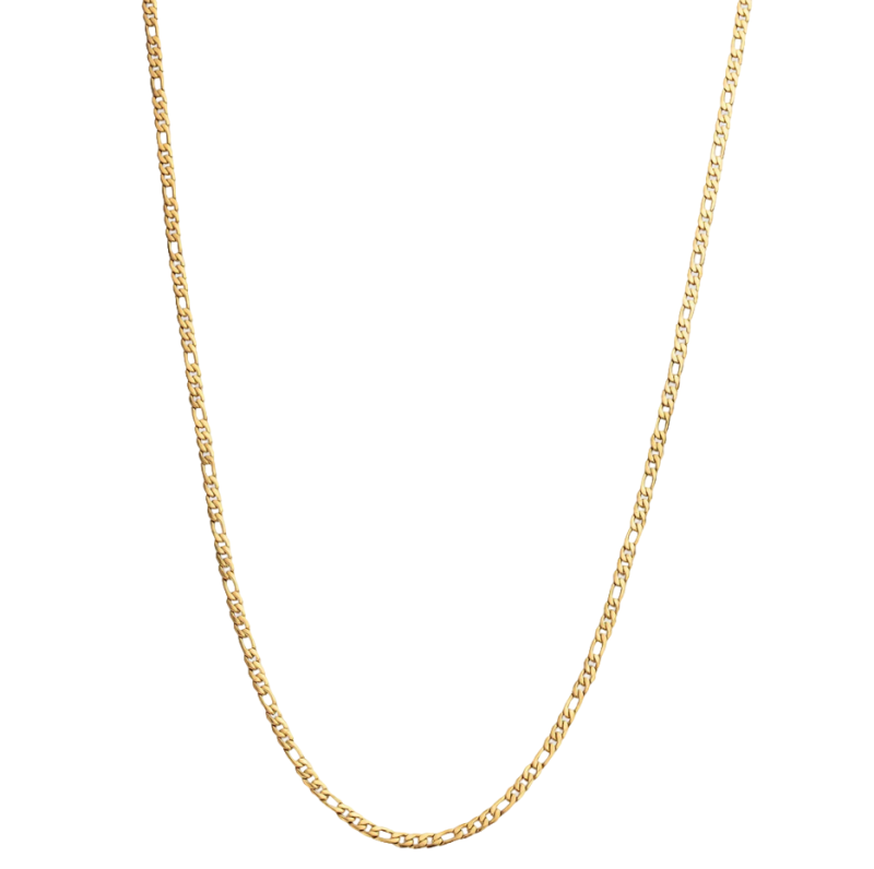 Sterling Silver with Yellow Gold Plated Figaro Chain Necklace for Men 3mm-1