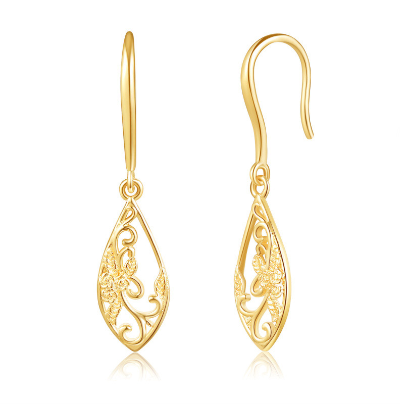 Pendientes colgantes de filigrana de oro de 18 quilates-1