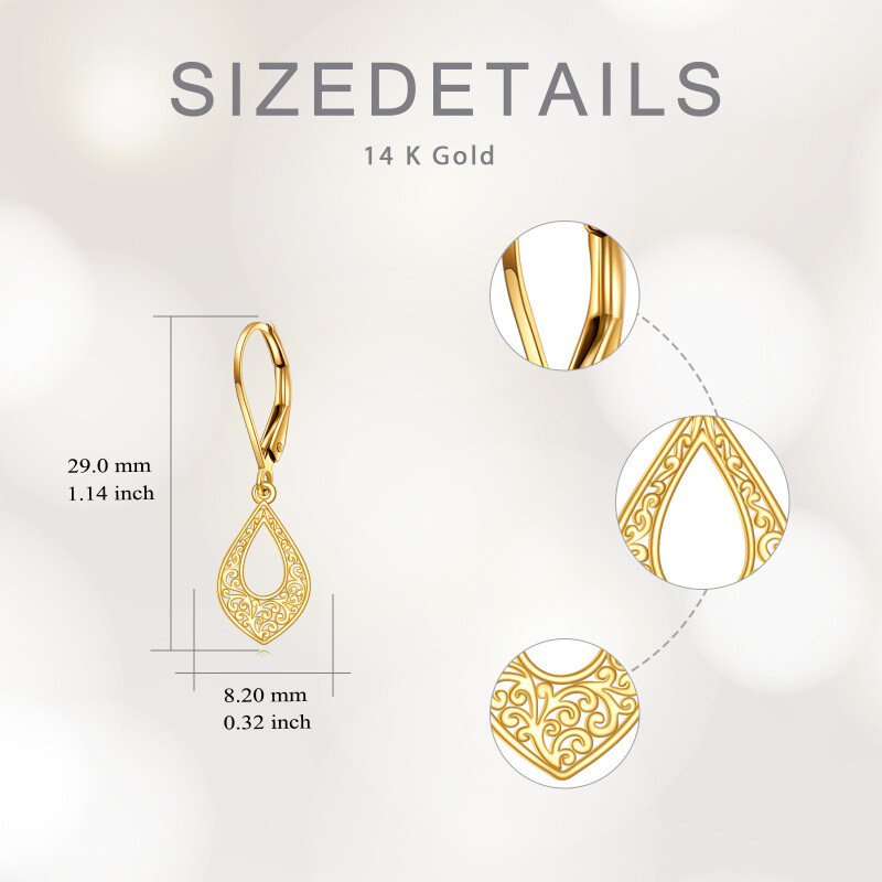 18K Gold Filigree Lever-back Earrings-5