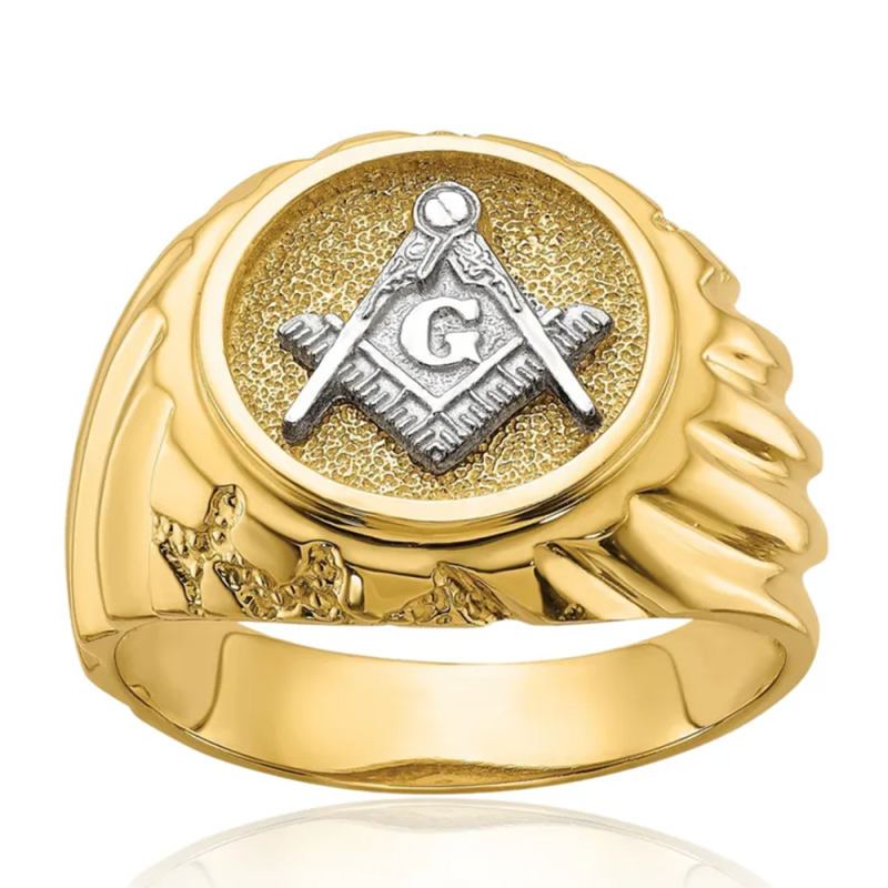 Chevalière franc-maçonne en argent sterling plaqué or jaune pour homme-9