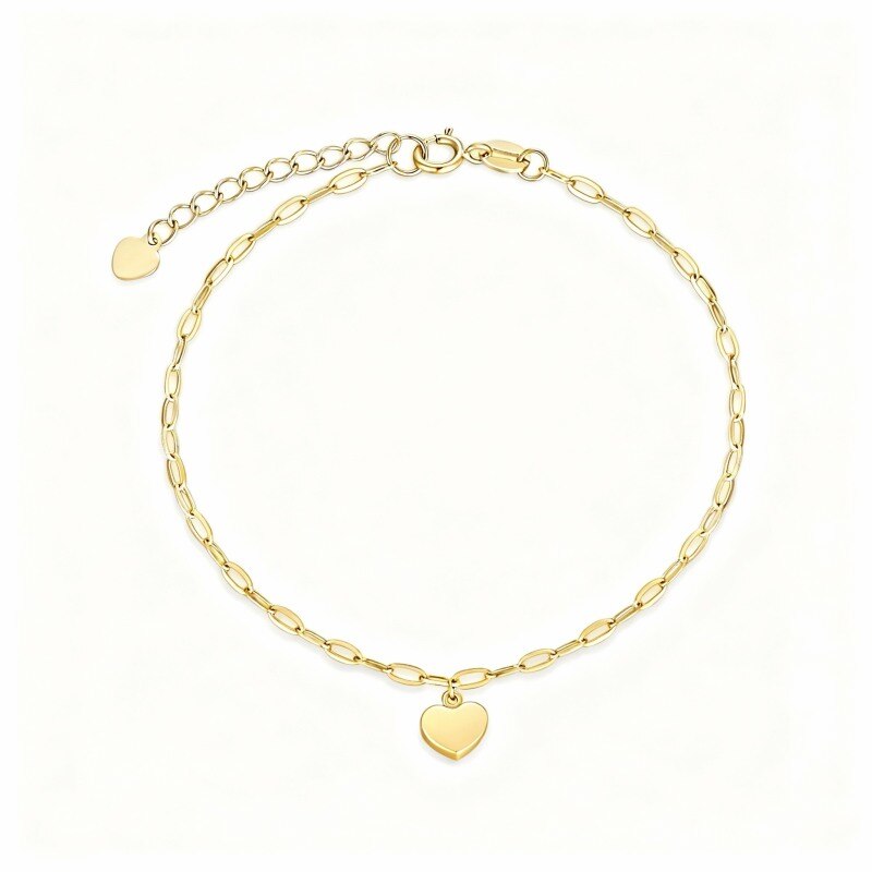 Pulsera con dije de corazón de oro de 10 quilates-1