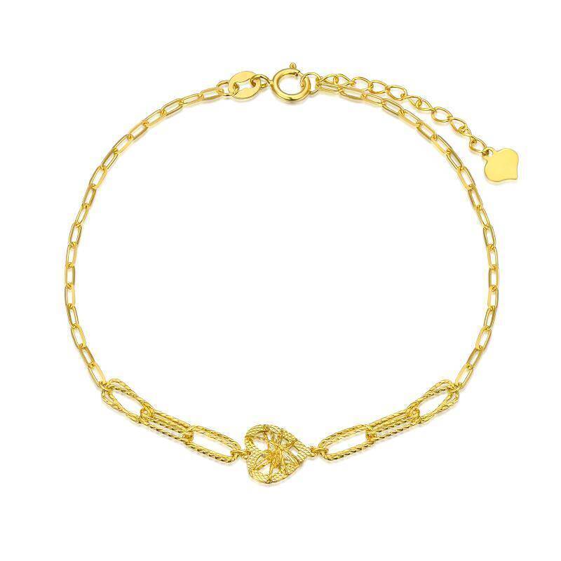Pulsera con dije de corazón de oro de 14 quilates-1