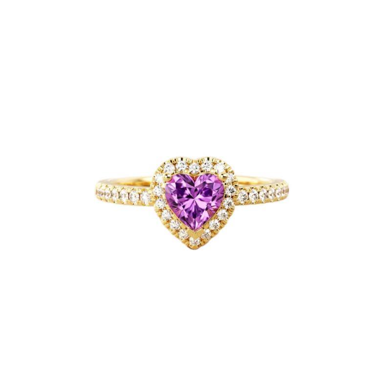 Anillo de corazón de cristal en oro de 18 quilates para mujer, ideal para mejores amigas.-1